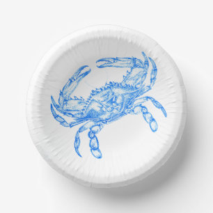 Vintage blue crab paper bowls