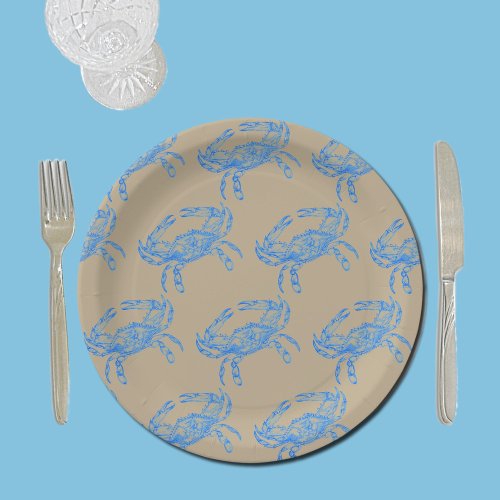 Vintage  blue  crab  paper plates