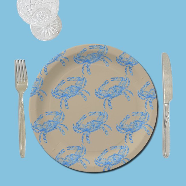 Vintage  blue  crab  paper plates (Creator Uploaded)