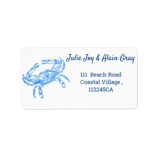 Vintage  blue  crab - personalized label