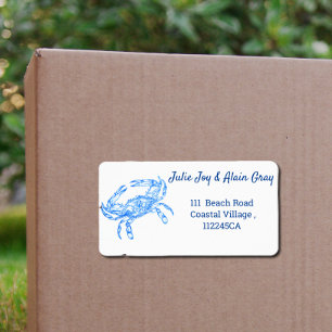 Vintage blue crab - personalized label