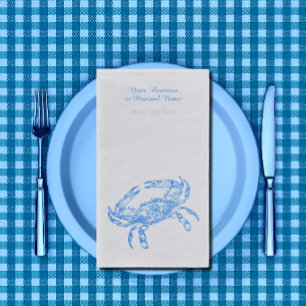 Vintage blue crab personalized paper guest towels