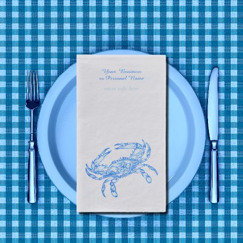 Vintage  blue  crab personalized paper guest towels