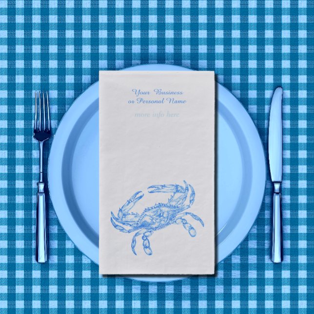 Vintage  blue  crab personalized paper guest towels (Creator Uploaded)