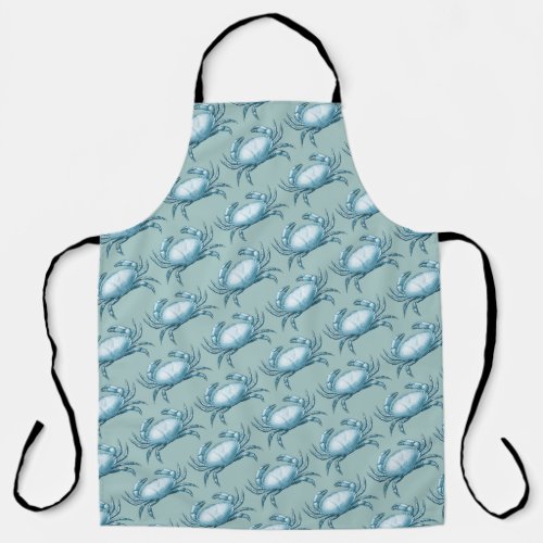 Vintage Blue Crab Whimsical Crabby Pattern  Apron