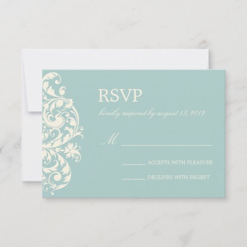VINTAGE BLUE &amp; CREAM FLOURISH | WEDDING RSVP