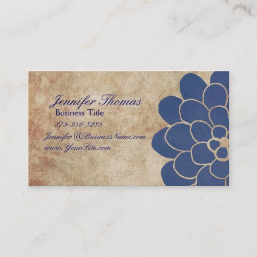 Customizable Vintage Blue Dahlia Floral Wedding Planner Business Card Templates