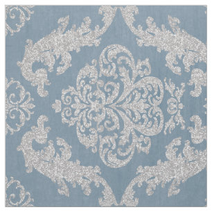 Vintage blue damask fabric