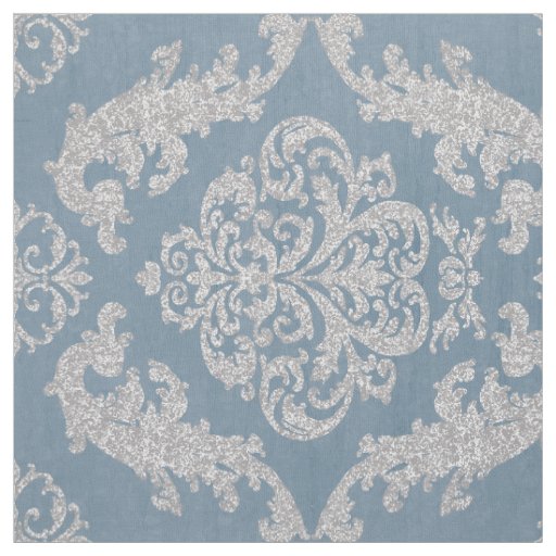 Vintage blue damask  fabric
