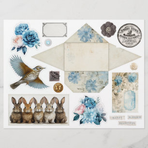 Vintage Blue Damask Pattern - Four of Four