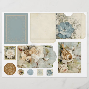 Vintage Blue Damask Pattern - Two of Four