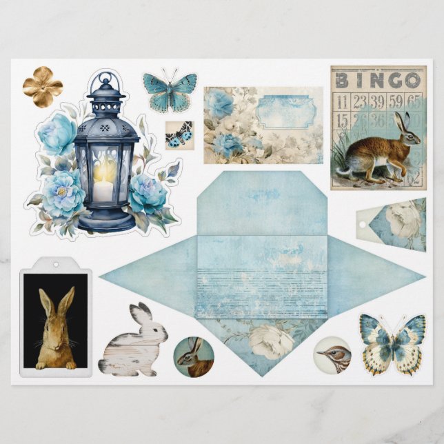 Vintage Blue Damask Pattern - Two of Four (Front)