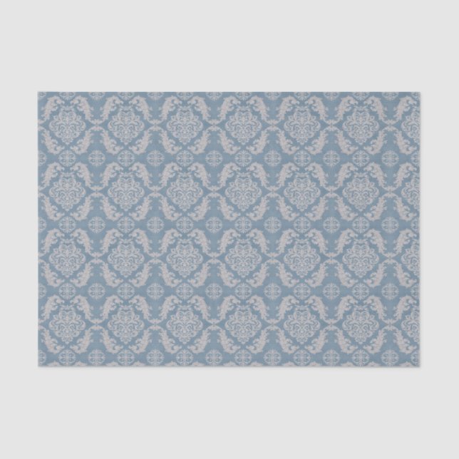 Vintage blue damask  tissue paper (Front)