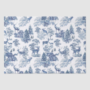 Vintage Blue Deer in Snowy Woodland Tissue Paper