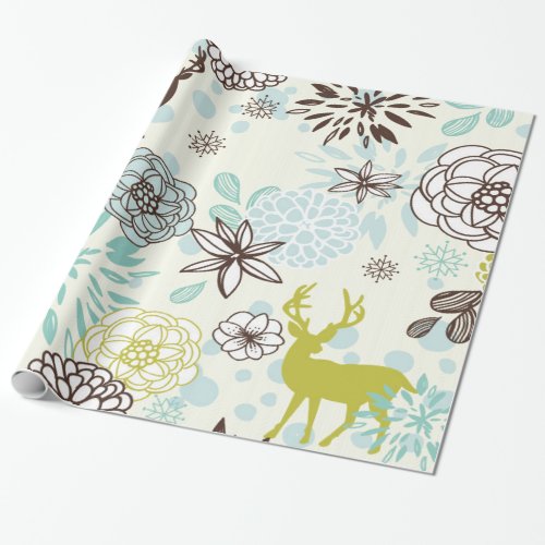 Vintage Blue Deer Wrapping Paper