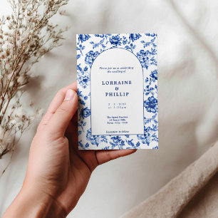 Vintage Blue delftware Floral wedding Invitation