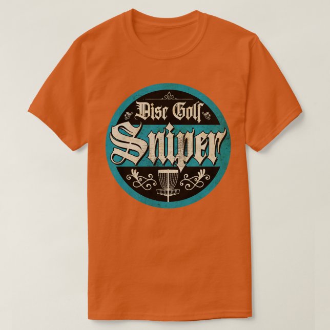 Vintage Blue Disc Golf Sniper T-Shirt (Design Front)
