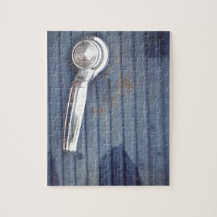 Vintage Blue Door, Silver Handle Jigsaw Puzzle
