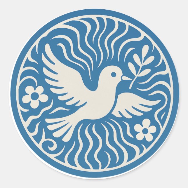 Vintage Blue Dove of Peace Sticker (Front)