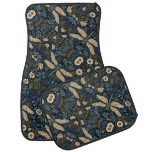 Vintage blue Dragonfly Car Floor Mat