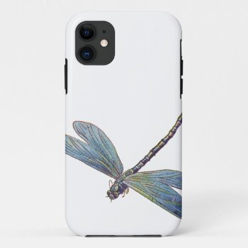 Vintage Blue Dragonfly Iphone 11 Case by PatiVintage at Zazzle