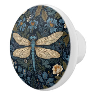 Vintage blue Dragonfly Ceramic Knob