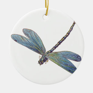 Vintage Blue Dragonfly Ceramic Ornament