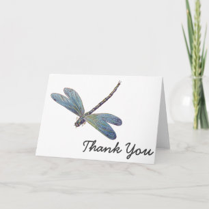 Vintage Blue Dragonfly Thank You Card