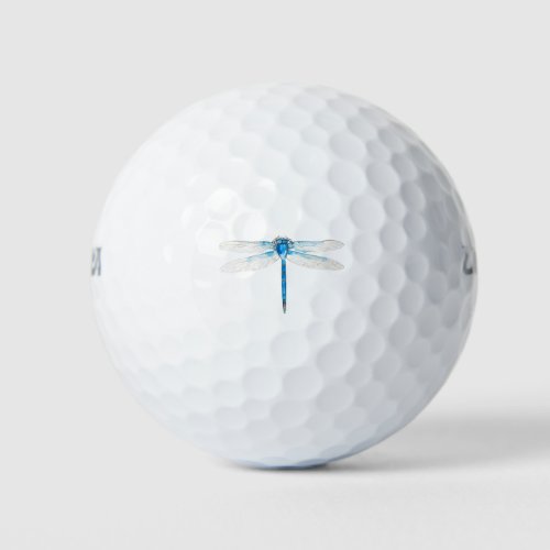 vintage blue dragonfly watercolor golf balls