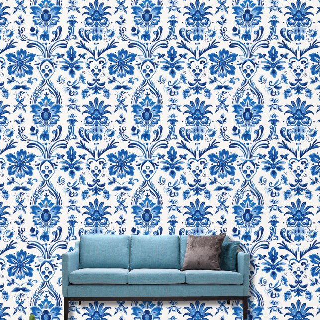 Vintage Blue Dutch Ceramic Delft Tile Patterns Wallpaper (Creator Uploaded)