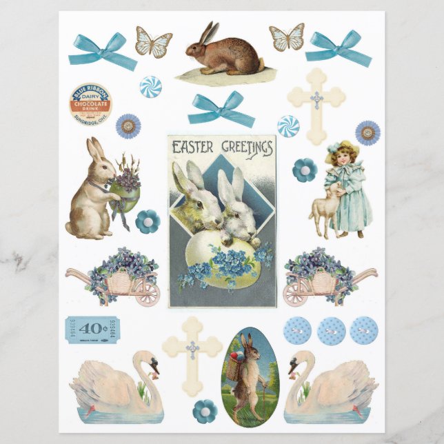 Vintage Blue Easter Ephemera  (Front)
