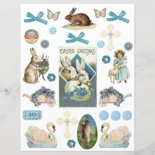 Vintage Blue Easter Ephemera