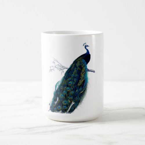 Vintage Blue Elegant Colorful Peacock Coffee Mug