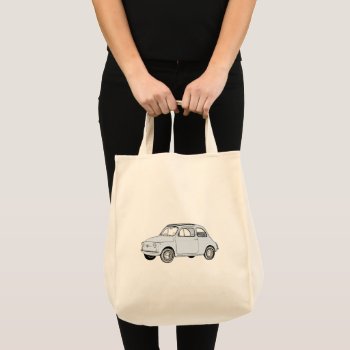Vintage Blue Fiat 500 Topolino Pencil Drawing Art Tote Bag by PNGDesign at Zazzle