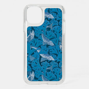 Vintage Blue Fish & Seaweed: Art Nouveau Nautical Speck iPhone 11 Case