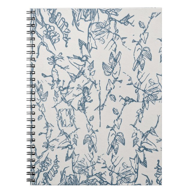 Vintage Blue Flora Pattern Spiral Photo Notebook (Front)