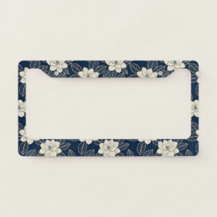 Vintage Blue Floral Botanical Pattern (5) License Plate Frame