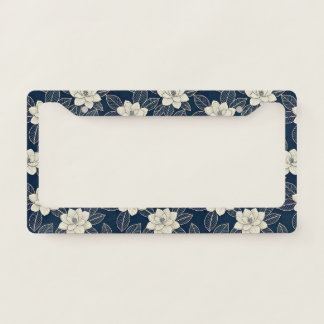 Vintage Blue Floral Botanical Pattern (5) License Plate Frame
