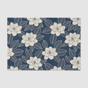Vintage Blue Floral Botanical Pattern (5) Tissue Paper