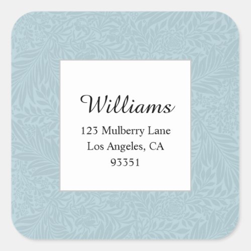 Vintage Blue Floral Botanical Return Address Square Sticker