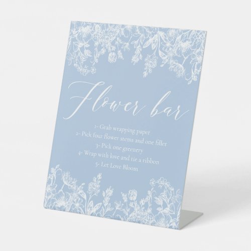 Vintage Blue Floral Bridal Shower Flower Bar Sign