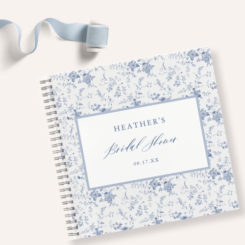 Vintage Blue Floral Bridal Shower Guestbook Notebook