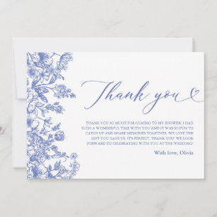 Vintage Blue Floral Bridal Shower Thank You Card