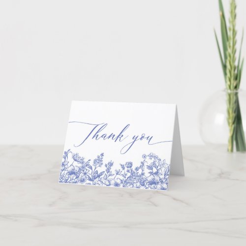 Vintage Blue Floral Bridal Shower Thank You Card