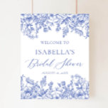 Vintage Blue Floral Bridal Shower Welcome Sign at Zazzle