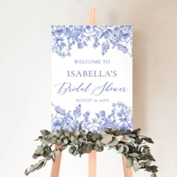 Vintage Blue Floral Bridal Shower Welcome Sign by OhiaLehuaStore at Zazzle