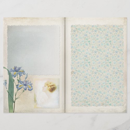 Vintage Blue Floral Collage Scrapbook Page