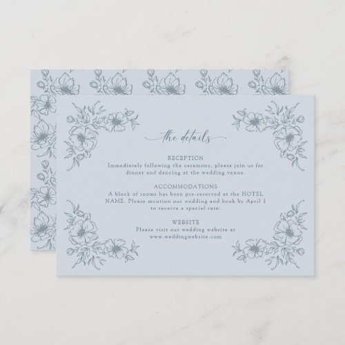 Vintage Blue Floral Detail Enclosure Card