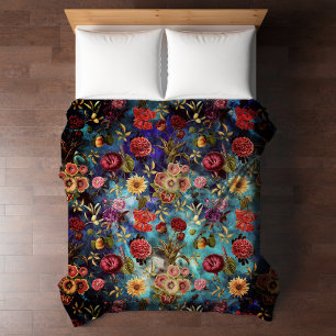 Vintage blue Floral Duvet Cover