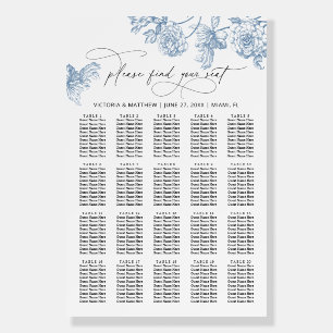 Vintage Blue Floral Find Your Seat Seating Charts Foam Board